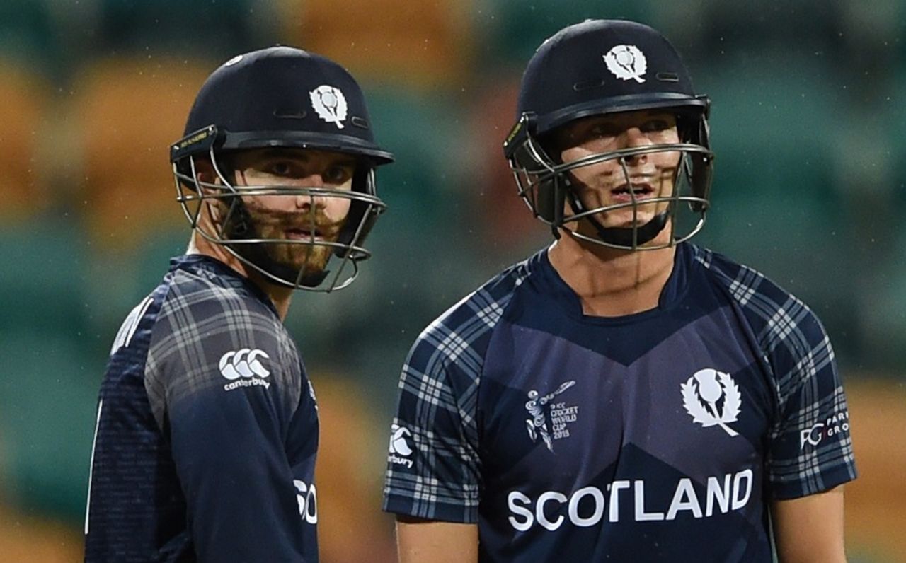 Preston Mommsen and Freddie Coleman added 118 runs for the fourth wicket, Scotland v Sri Lanka, World Cup 2015, Group A, Hobart, March 11, 2015 