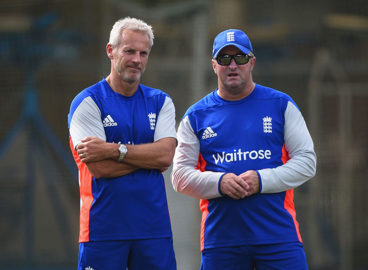 Peter Moores and Paul Farbrace, part of England's under-pressure coaching staff, Sydney, March 12, 2015