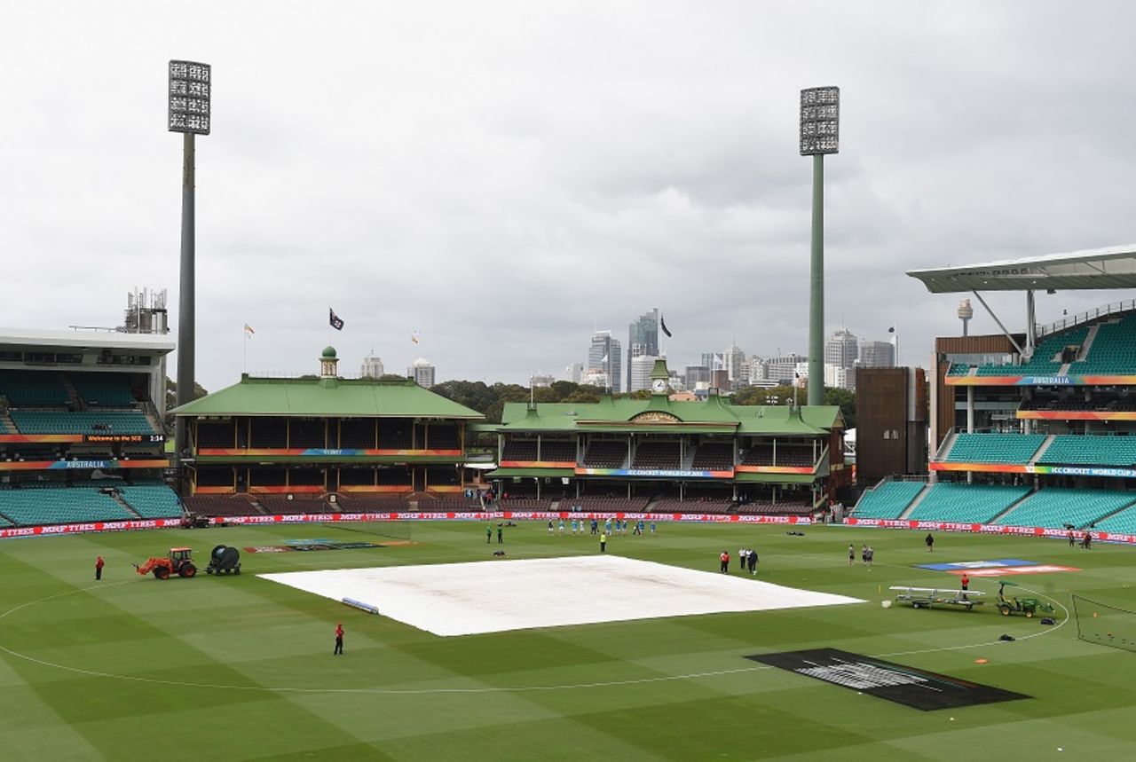 The covers were on ahead of the start of play, Afghanistan v England, World Cup 2015, Group A, Sydney, March 13, 2015