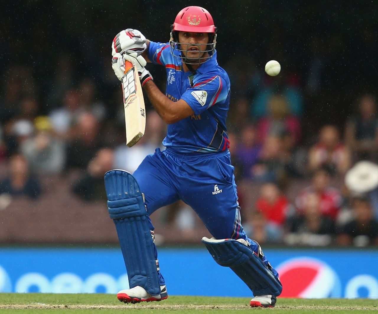 Najibullah Zadran knocks the ball to the off side, Afghanistan v England, World Cup 2015, Group A, Sydney, March 13, 2015