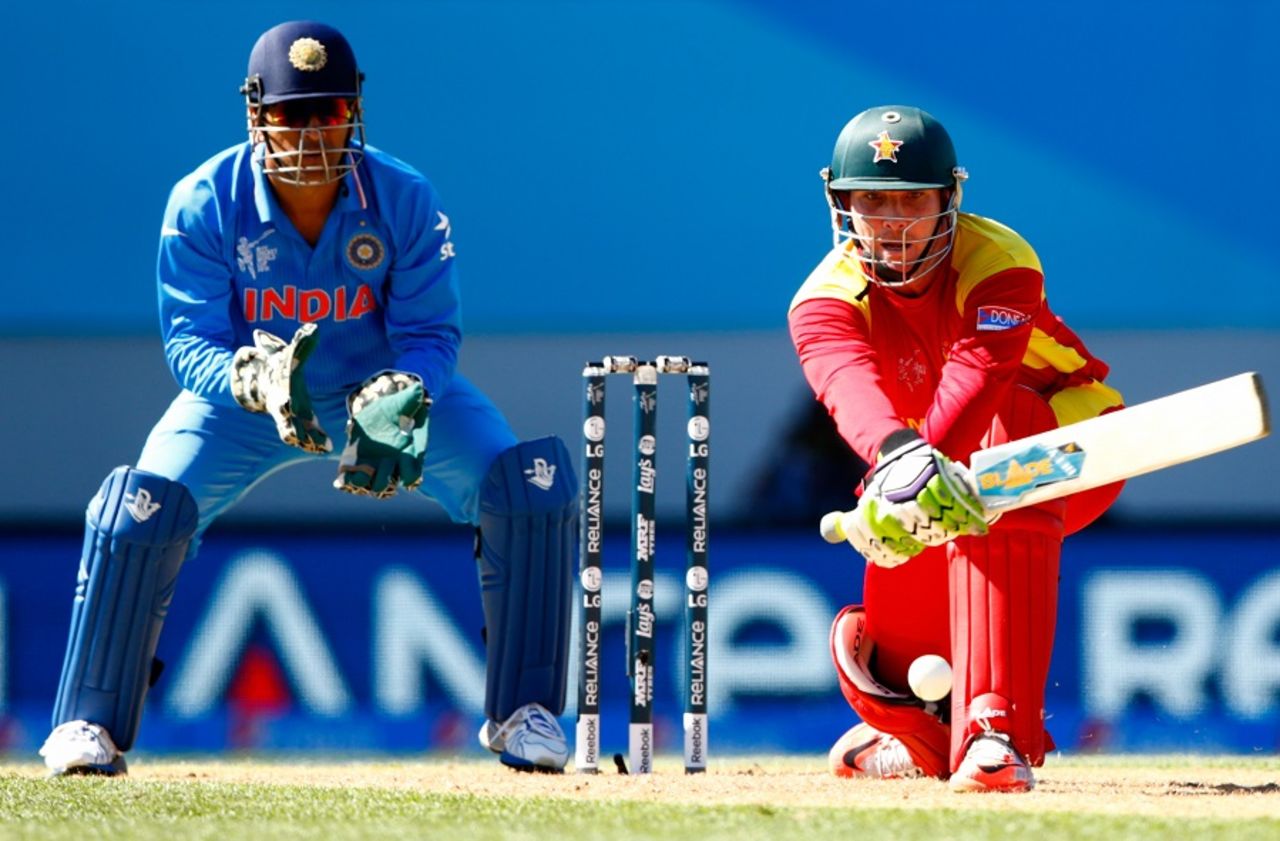 Brendan Taylor gets ready to unfurl a reverse sweep, India v Zimbabwe, World Cup 2015, Group B, Auckland, March 14, 2015