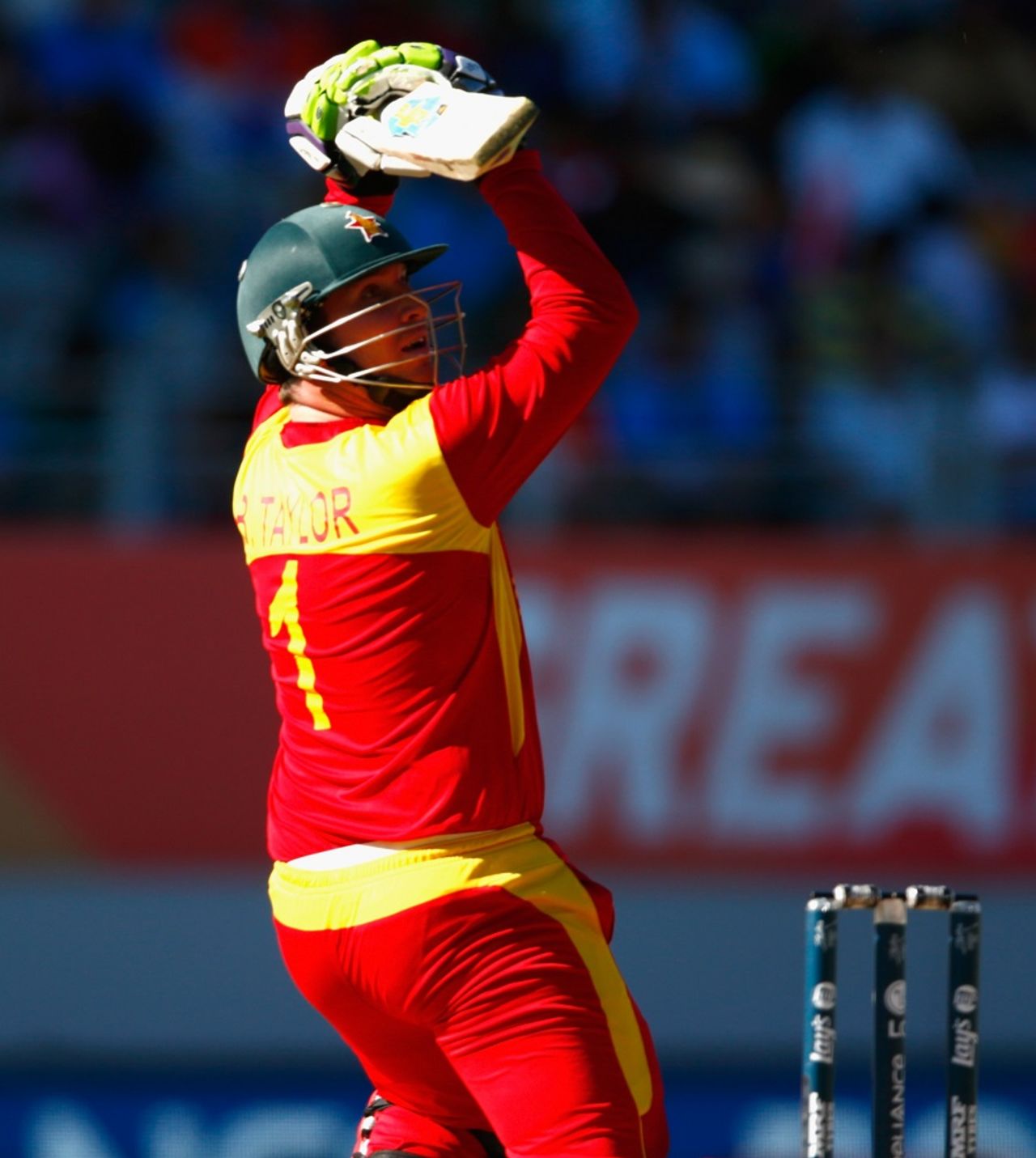 Brendan Taylor got to a century with a ramp shot, India v Zimbabwe, World Cup 2015, Group B, Auckland, March 14, 2015