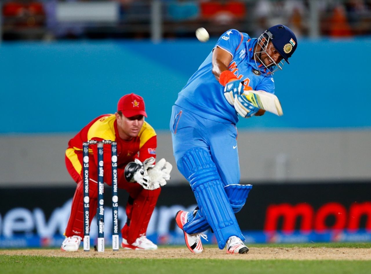 Suresh Raina goes on the attack, India v Zimbabwe, World Cup 2015, Group B, Auckland, March 14, 2015