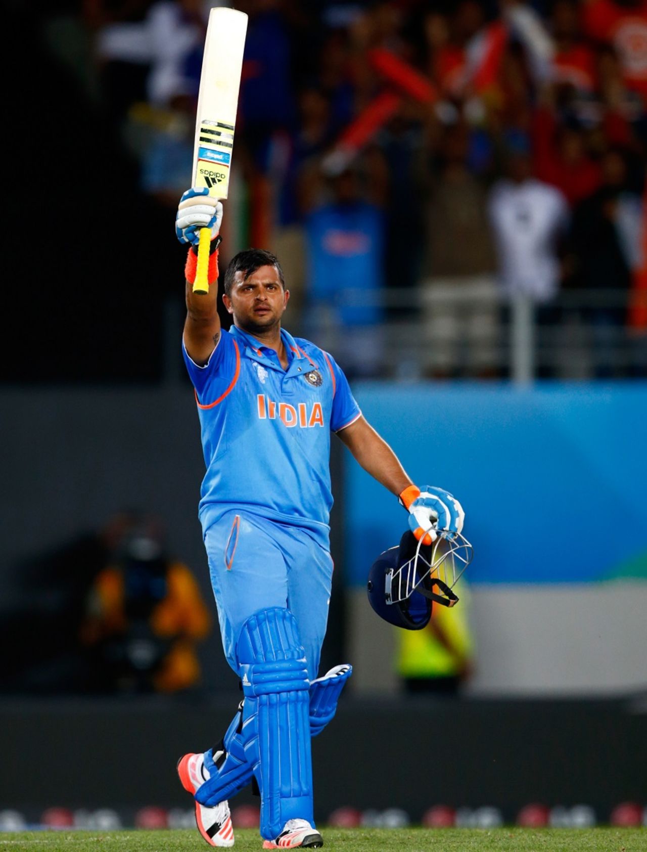 Suresh Raina celebrates his maiden World Cup century, India v Zimbabwe, World Cup 2015, Group B, Auckland, March 14, 2015