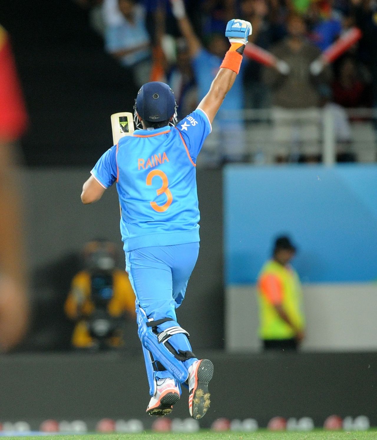 Suresh Raina leaps and punches the air, India v Zimbabwe, World Cup 2015, Group B, Auckland, March 14, 2015