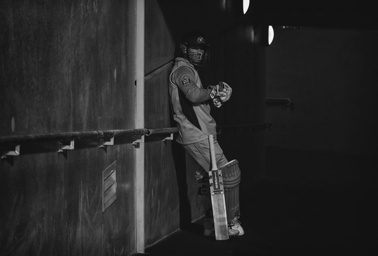 David Warner waits in the tunnel, Australia v Scotland, World Cup 2015, Group A, Hobart, March 14, 2015