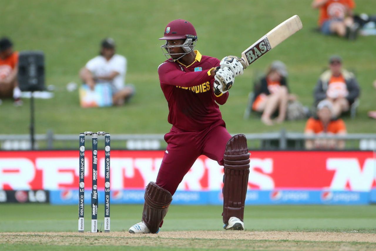 Johnson Charles plays through the offside, United Arab Emirates v West Indies, World Cup 2015, Group B, Napier, March 15, 2015