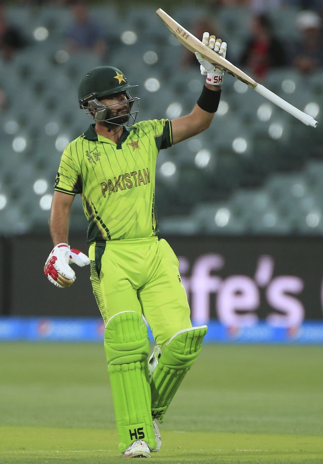 Ahmed Shehzad celebrates his 12th ODI fifty, Ireland v Pakistan, World Cup 2015, Group B, Adelaide, March 15, 2015