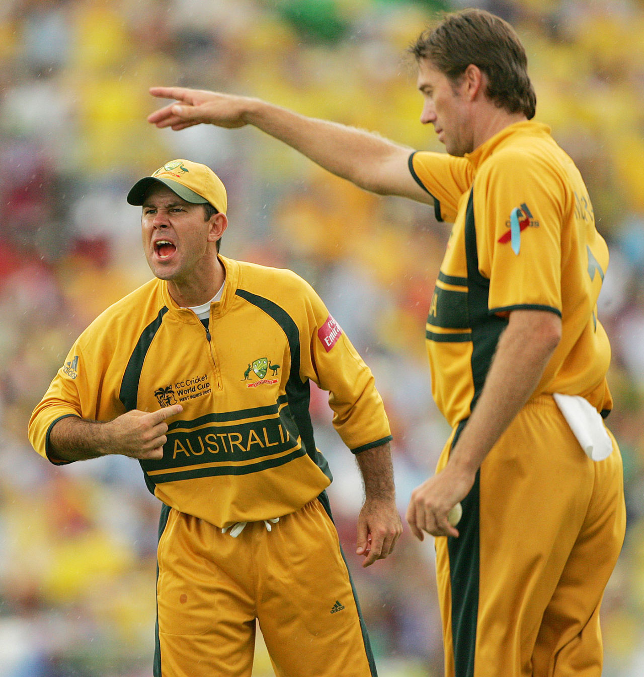 An angry Ricky Ponting gesticulates at a team-mate, Australia v Sri Lanka, World Cup final, Barbados, April 28, 2007