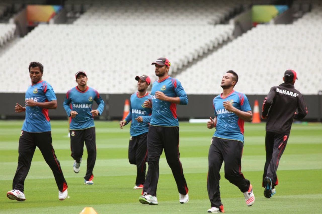 The Bangladesh players train ahead of their quarter-final, World Cup 2015, Melbourne, March 16, 2015
