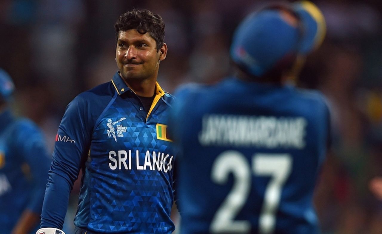 Kumar Sangakkara reacts after Sri Lanka's loss, South Africa v Sri Lanka, World Cup 2015, 1st quarter-final, Sydney, March 18, 2015