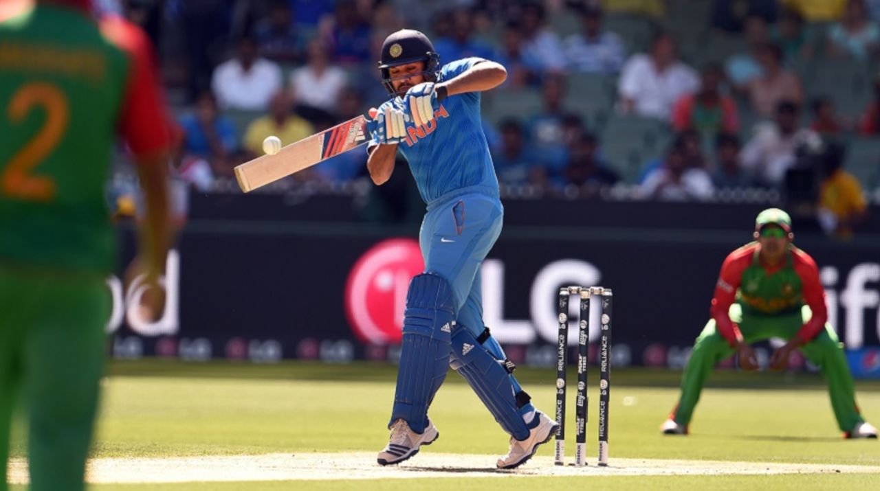 Doing it eyes closed: Rohit Sharma unleashes the pull, Bangladesh v India, World Cup 2015, 2nd quarter-final, Melbourne, March 19, 2015