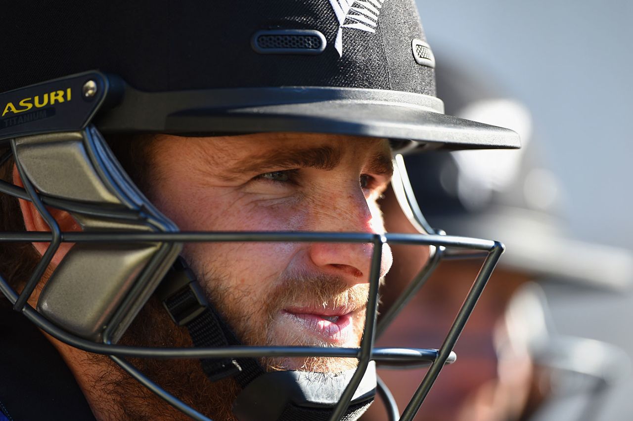 Kane Williamson waits for his turn to bat, New Zealand v England, World Cup 2015, Group A, Wellington, February 20, 2015