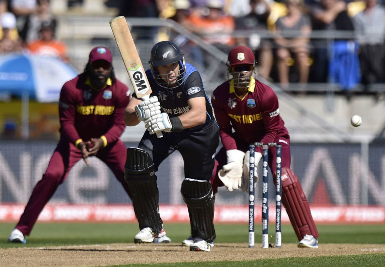 Ross Taylor whips one through the legside, New Zealand v West Indies, World Cup 2015, 4th quarter-final, Wellington, March 21, 2015 