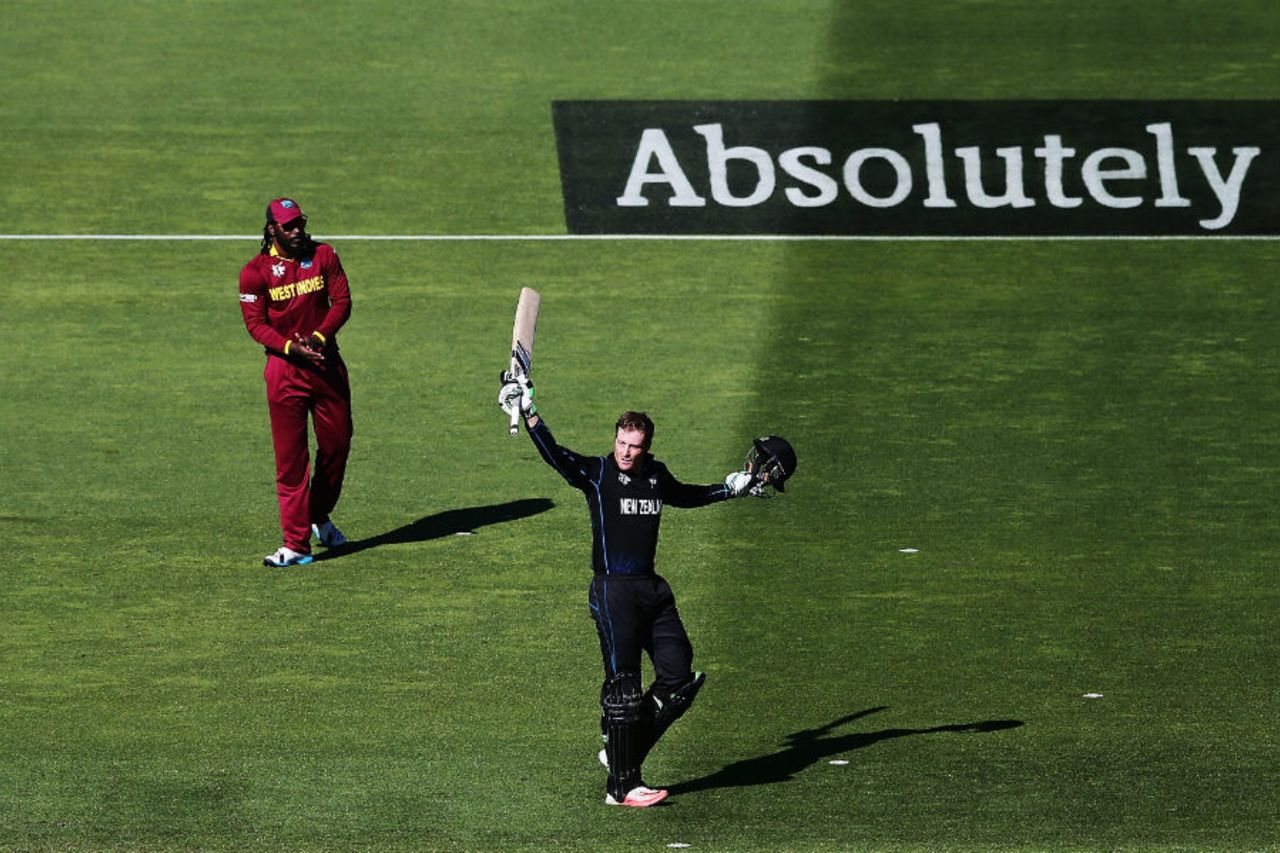 Martin Guptill became the fifth batsman to score an ODI double hundred, New Zealand v West Indies, World Cup 2015, 4th quarter-final, Wellington, March 21, 2015 