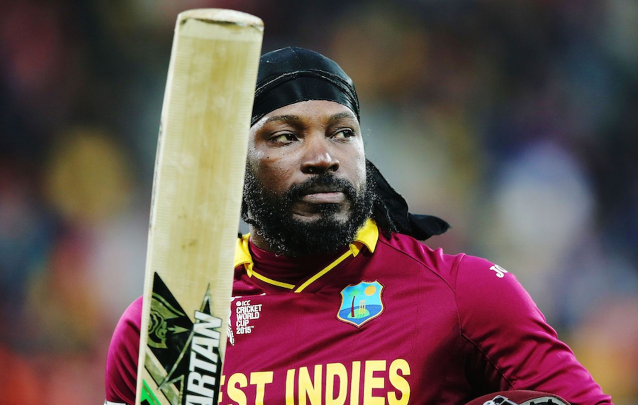 Chris Gayle signs off from the World Cup, New Zealand v West Indies, World Cup 2015, 4th quarter-final, Wellington, March 21, 2015 