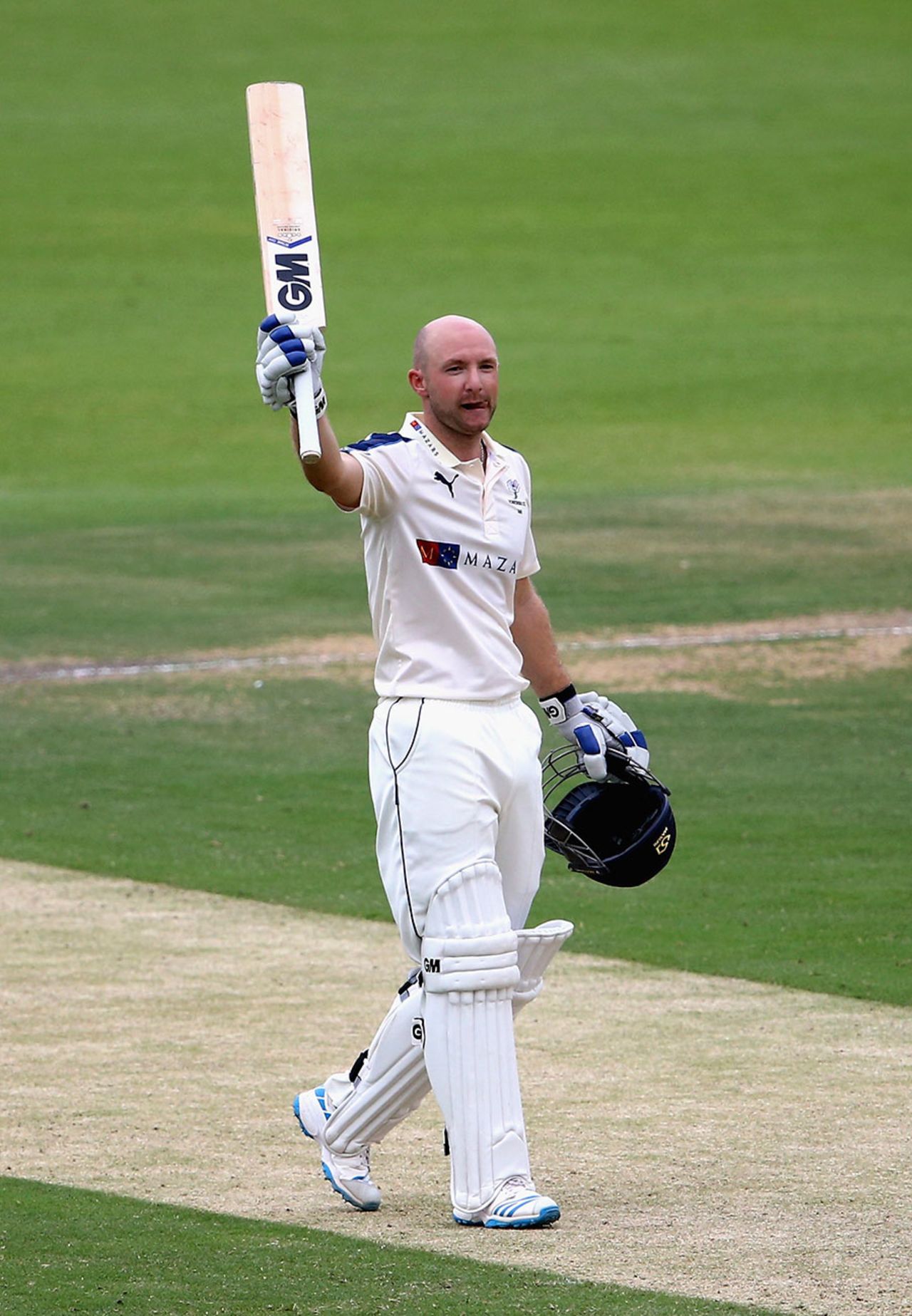 Adam Lyth takes the applause for his century, MCC v Champion County, Abu Dhabi, 2nd day, March 23, 2015