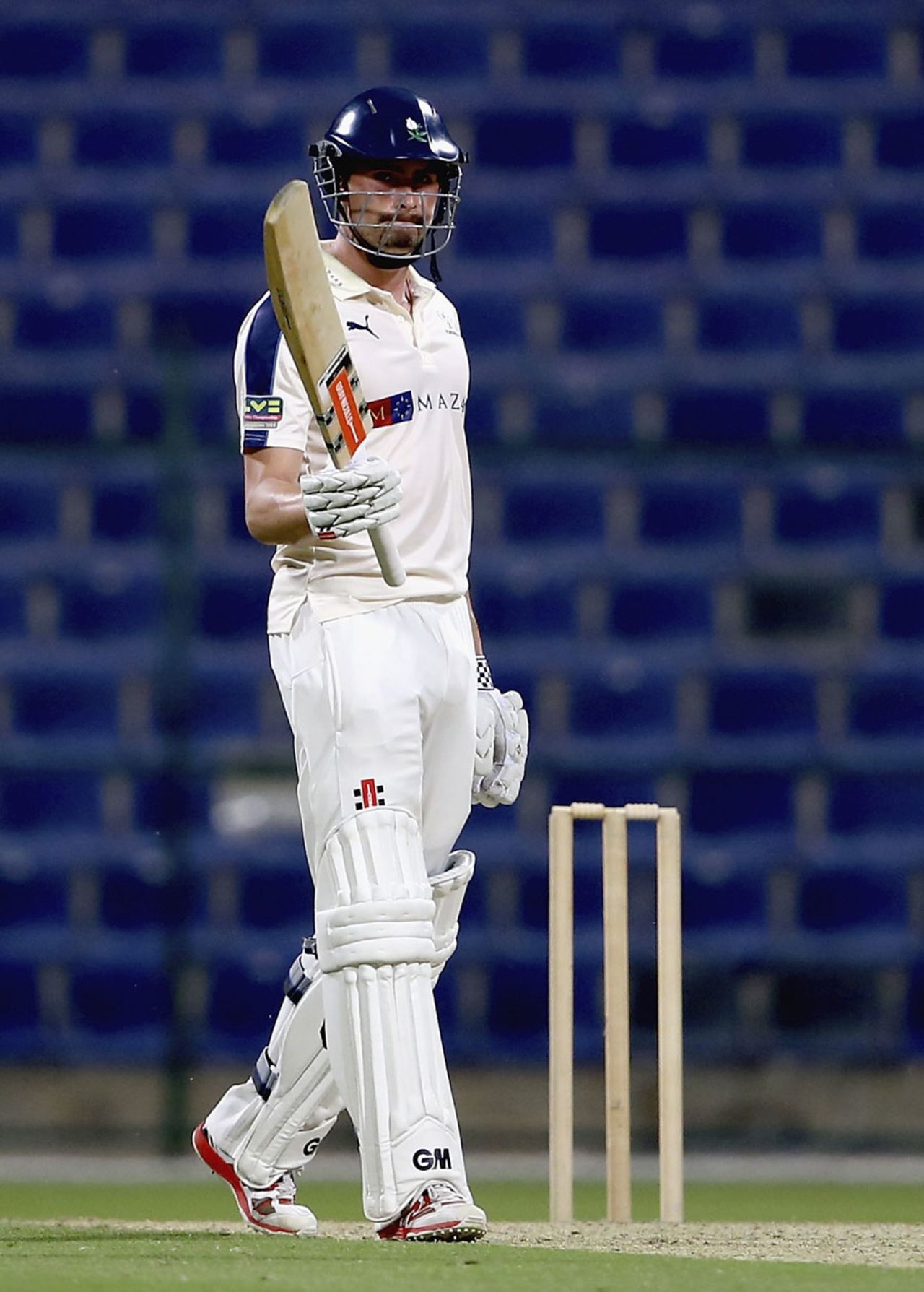 Will Rhodes passed 50 on his first-class debut, MCC v Champion County, Abu Dhabi, 2nd day, March 23, 2015