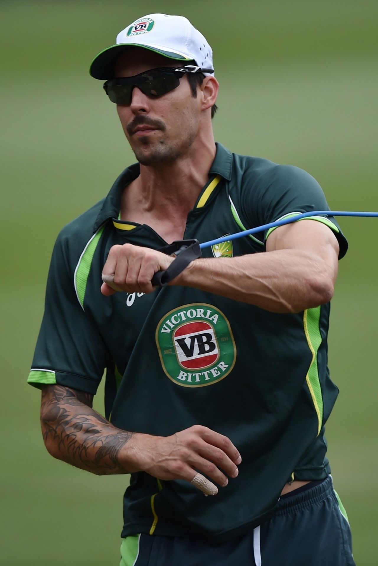 Mitchell Johnson in action during a practice session, World Cup 2015, Sydney, March 24, 2015