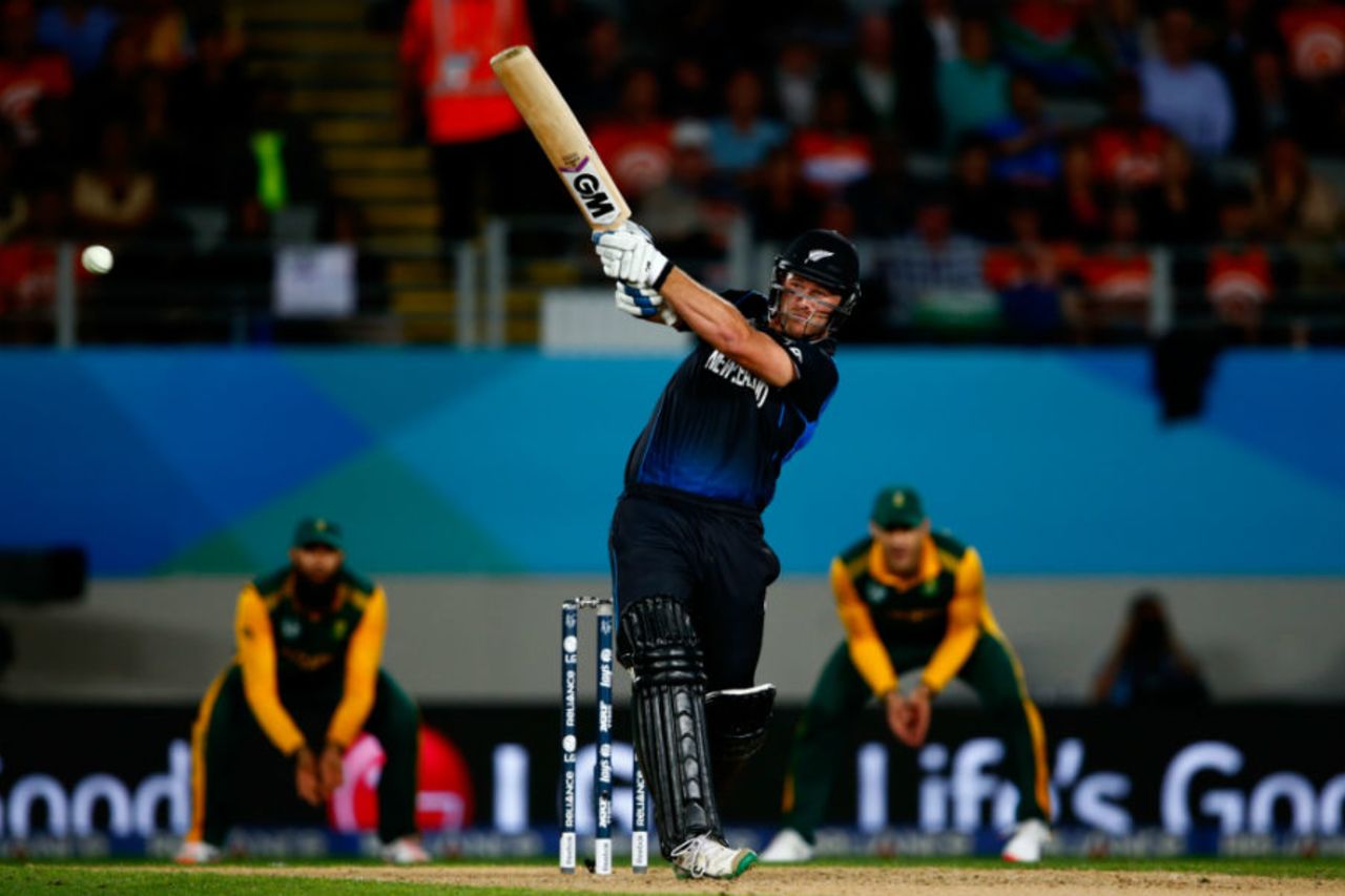 Corey Anderson bludgeons the ball, New Zealand v South Africa, World Cup 2015, 1st semi-final, Auckland, March 24, 2015