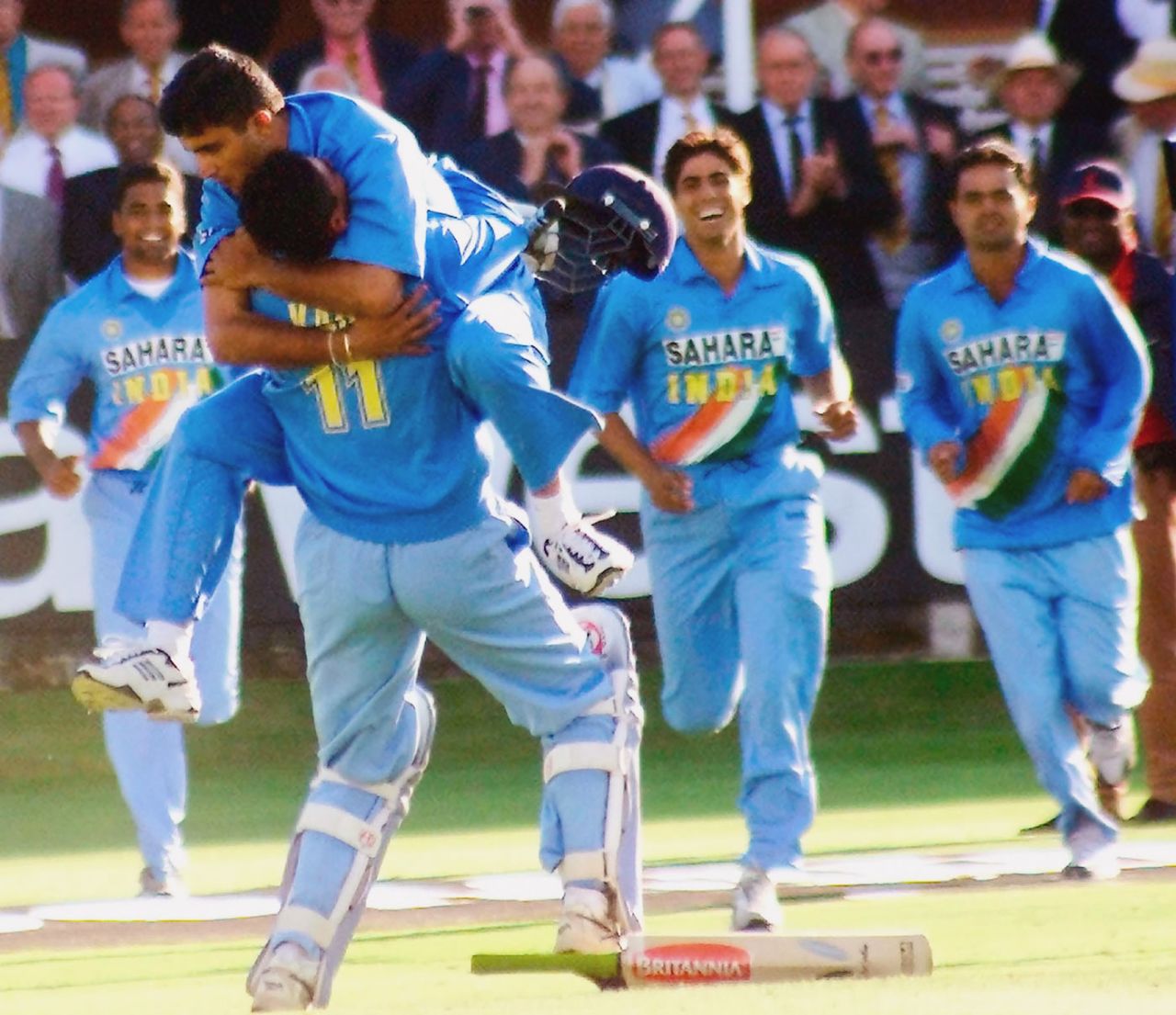 Sourav Ganguly mobs Mohammad Kaif as India steal the most unlikely of wins, England v India, Lord's, July 13, 2002