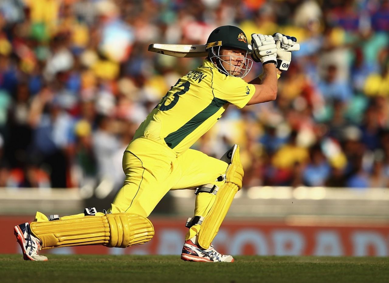 Shane Watson strokes one through the off side, Australia v India, World Cup 2015, 2nd semi-final, Sydney, March 26, 2015