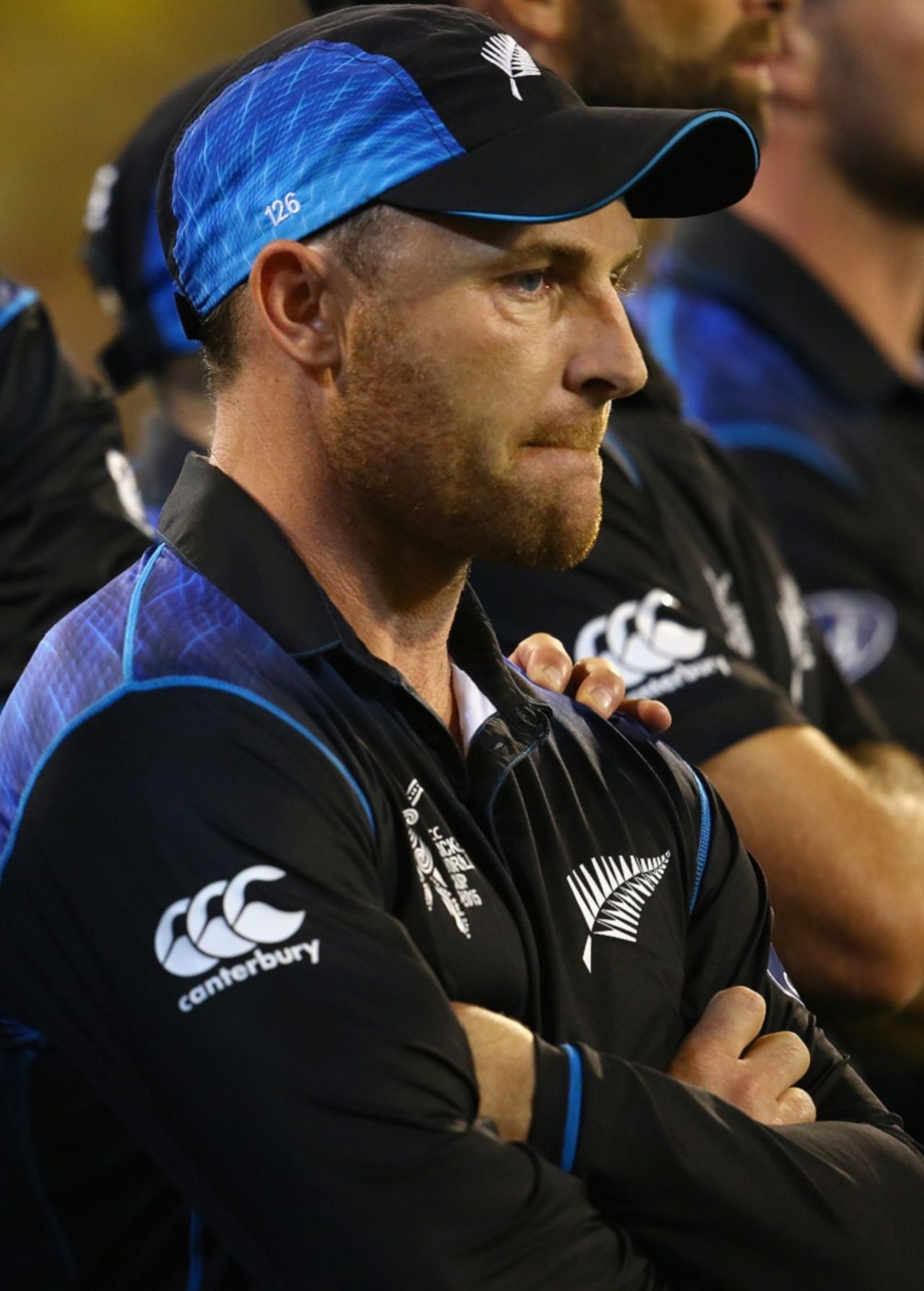 Brendon McCullum appears downcast at the presentation, Australia v New Zealand, World Cup 2015, final, Melbourne, March 29, 2015