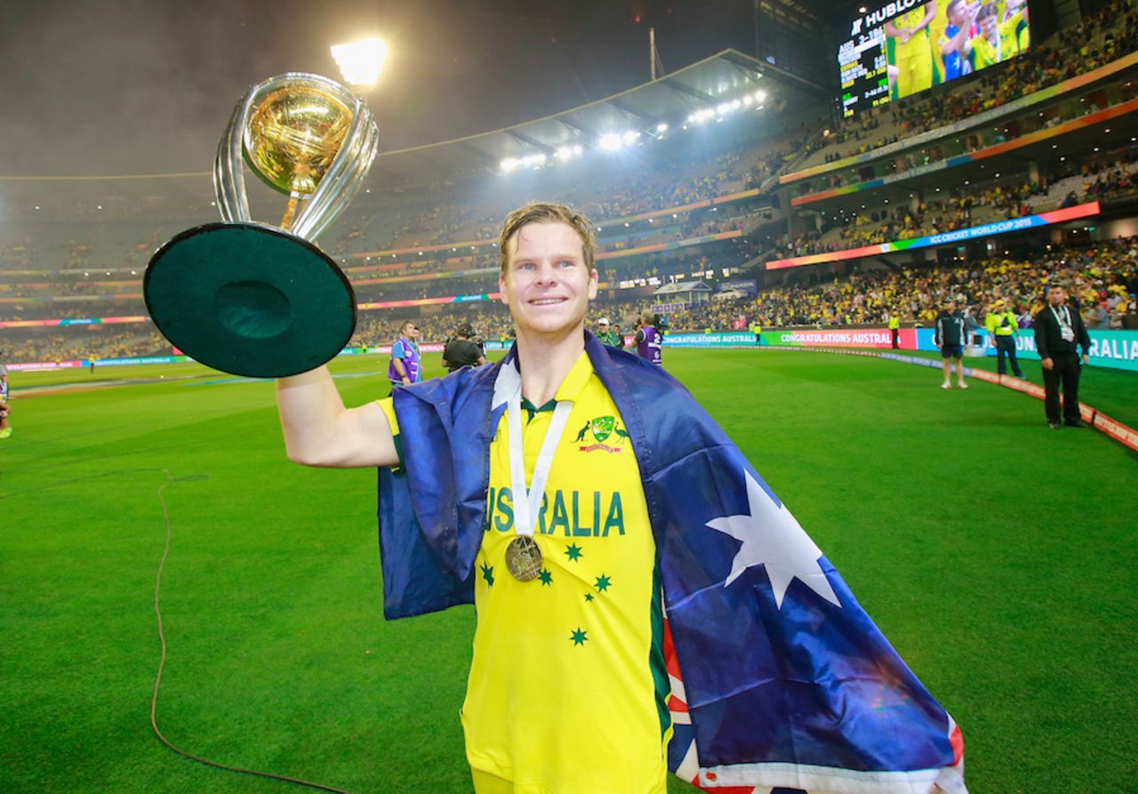 Steven Smith soaks in the glory, Australia v New Zealand, World Cup 2015, final, Melbourne, March 29, 2015