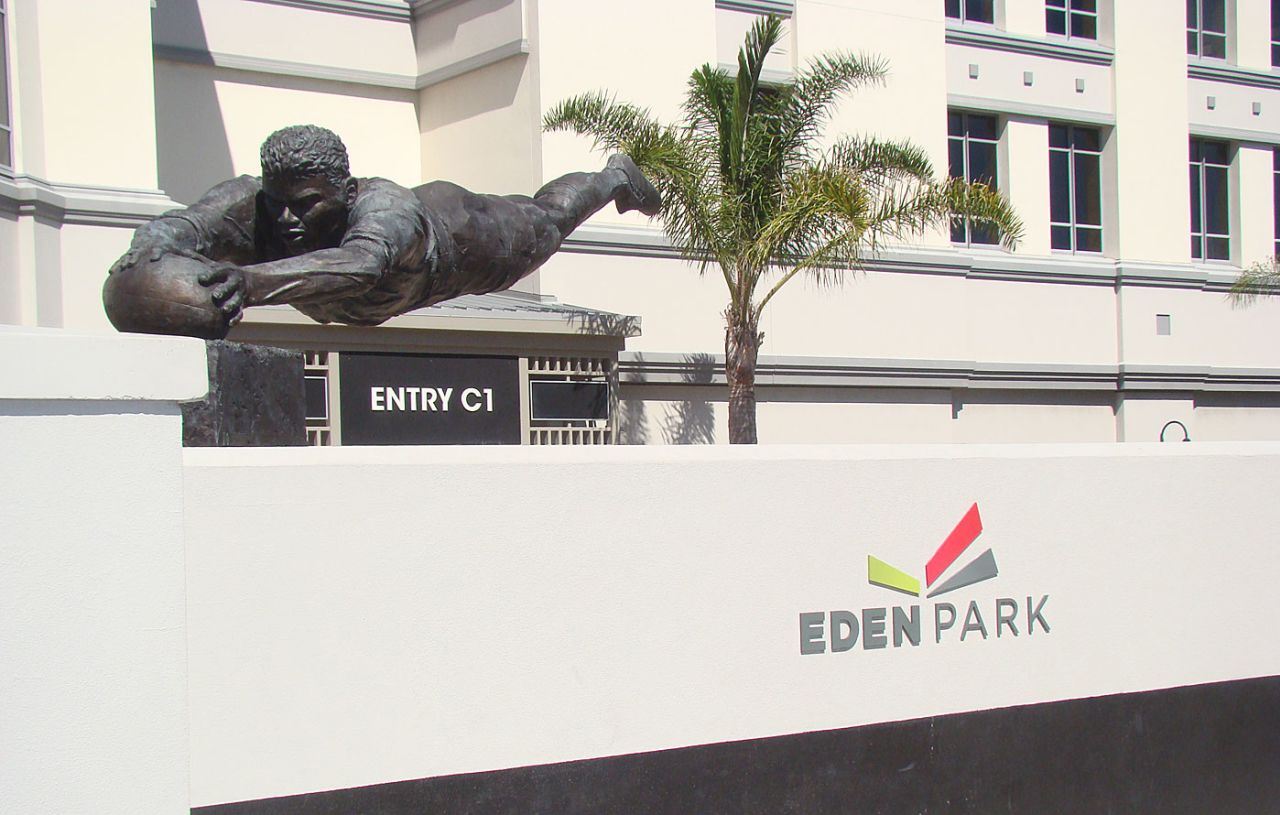 Statue of All Black Michael Jones at Eden Park, Auckland, March 2015