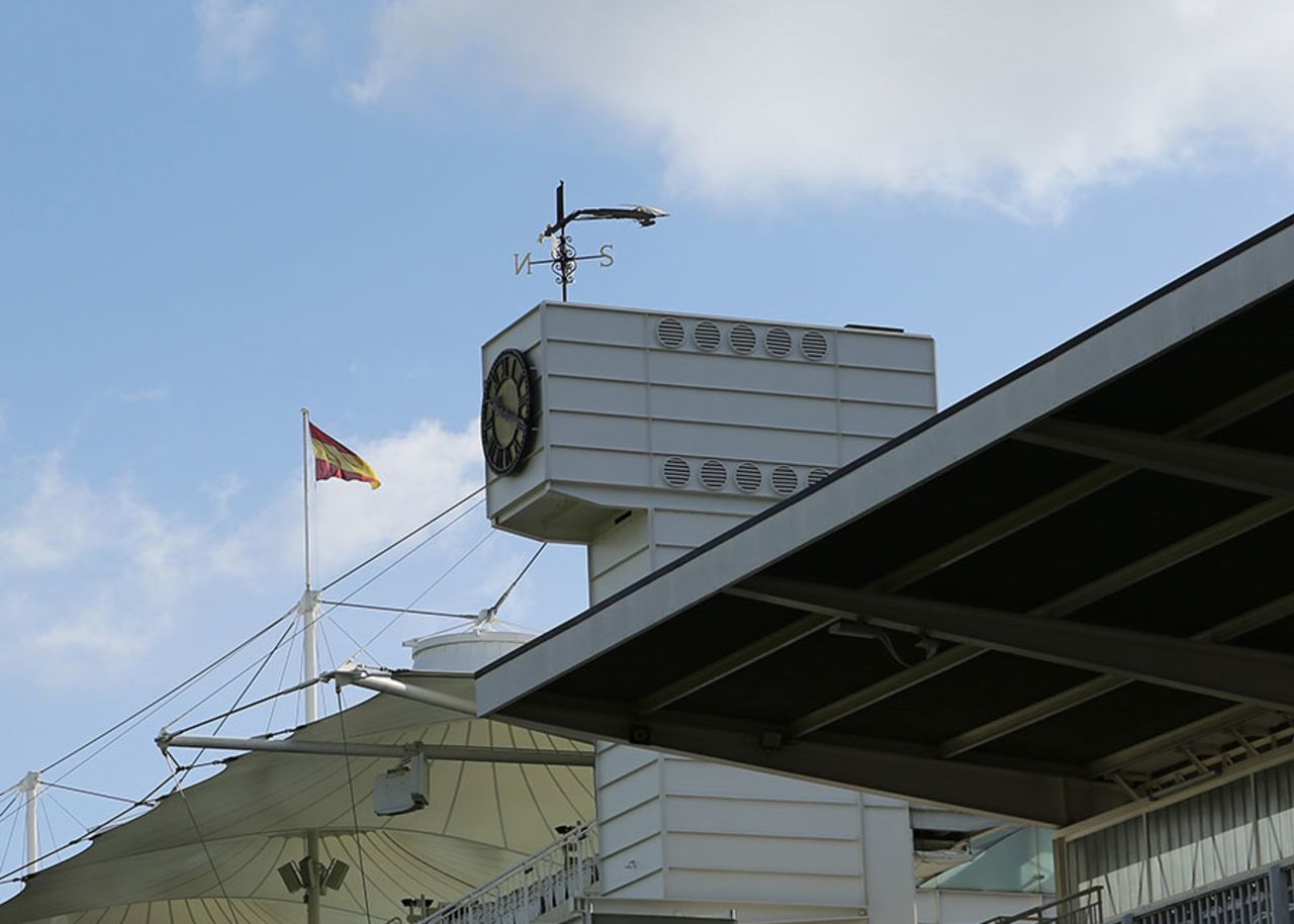 Stiff wind in St John's Wood damaged the famous Father Time weathervane, Lord's, March 30, 2015