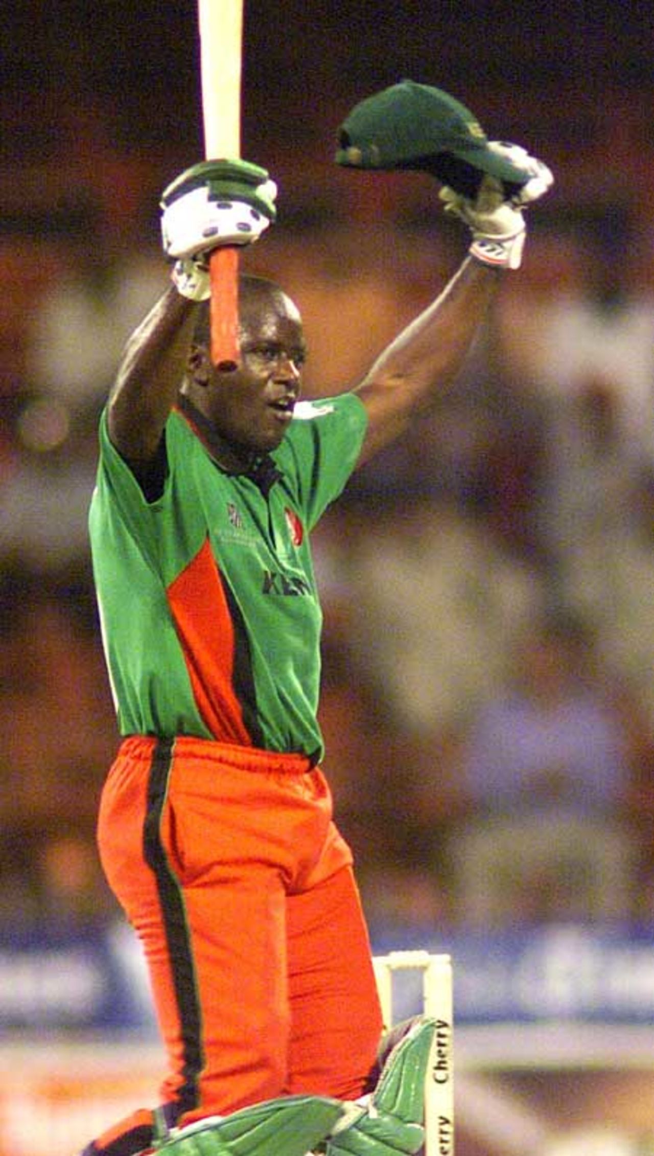 Odumbe acknowledging the crowds applause on his fifty, 6th Match: Kenya v Pakistan, Cherry Blossom Sharjah Cup, 8 Apr 2003