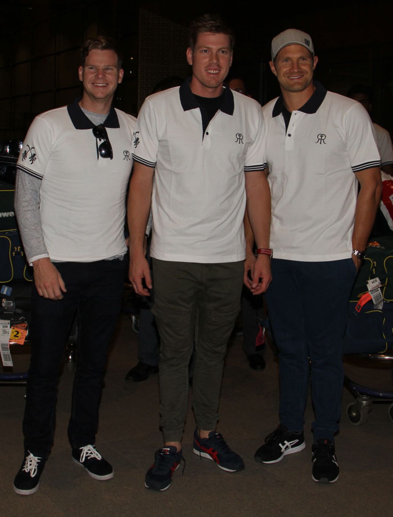Rajasthan Royals' Steven Smith, James Faulkner and Shane Watson arrive in India, Mumbai, April 5, 2015