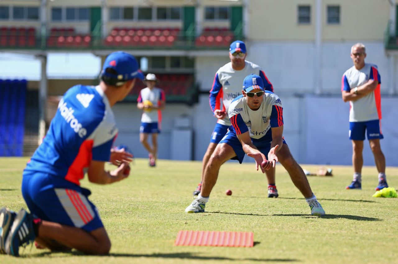 England Test captain Alastair Cook hones his catching skills, St Kitts, April 5, 2015
