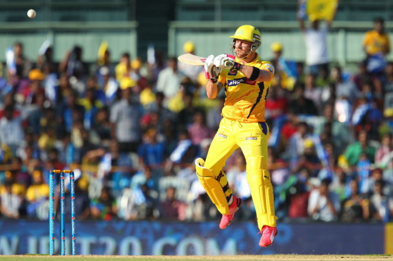 Brendon McCullum guides it over the wicketkeeper, Chennai Super Kings v Sunrisers Hyderabad, IPL 2015, Chennai, April 11, 2015