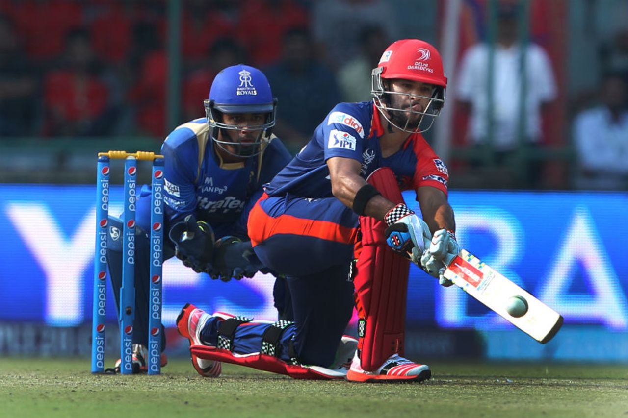 JP Duminy struck three sixes during his 38-ball 44, Delhi Daredevils v Rajasthan Royals, IPL 2015, Delhi, April 12, 2015