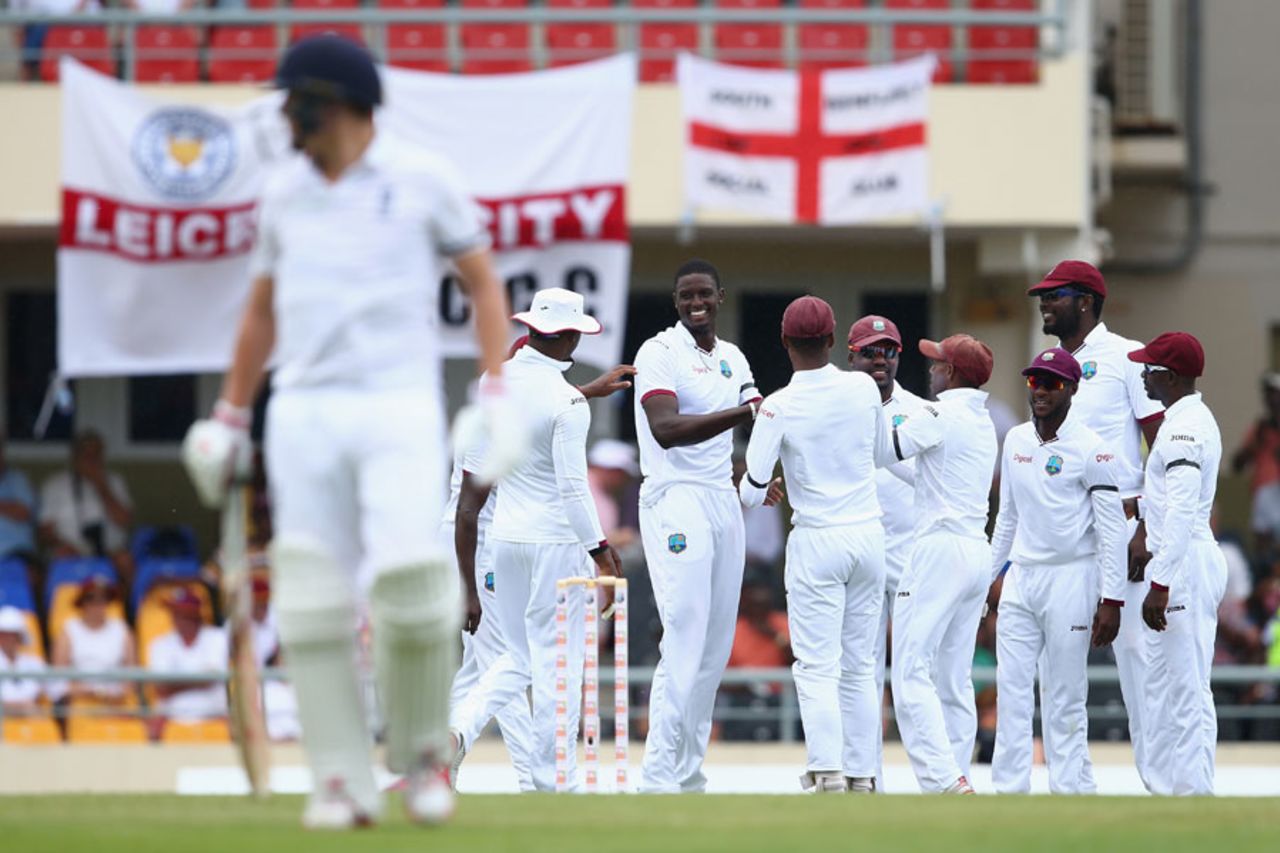 Jason Holder removed Gary Ballance to keep the pressure on, West Indies v England, 1st Test, North Sound, April 13, 2015