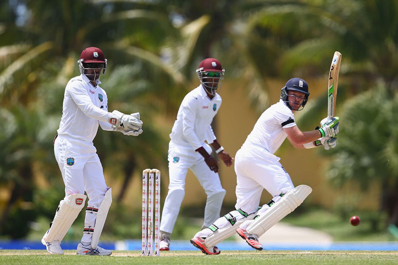 Ian Bell guides Sulieman Benn behind square, West Indies v England, 1st Test, North Sound, April 13, 2015
