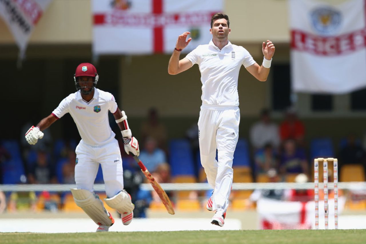 James Anderson was in pursuit of Ian Botham's record, West Indies v England, 1st Test, North Sound, 2nd day, April 14, 2015