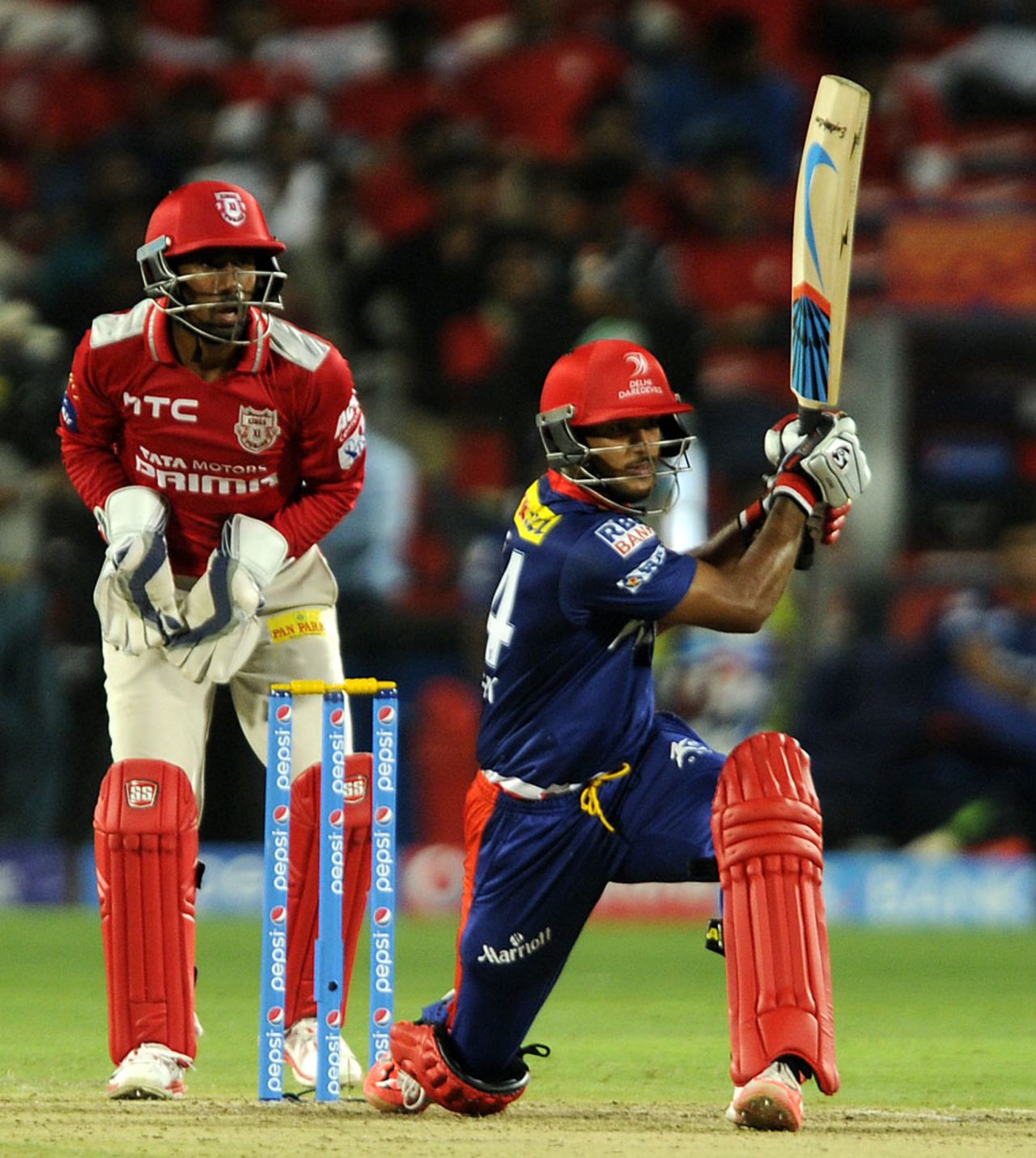 Mayank Agarwal punched seven fours and two sixes, Kings XI Punjab v Delhi Daredevils, IPL 2015, Pune, April 15, 2015