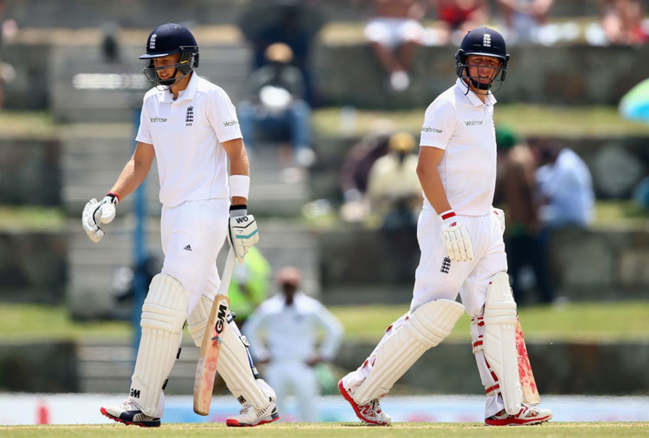 Joe Root and Gary Ballance put on 114 for the fourth wicket, West Indies v England, 1st Test, North Sound, 4th day, April 16, 2015