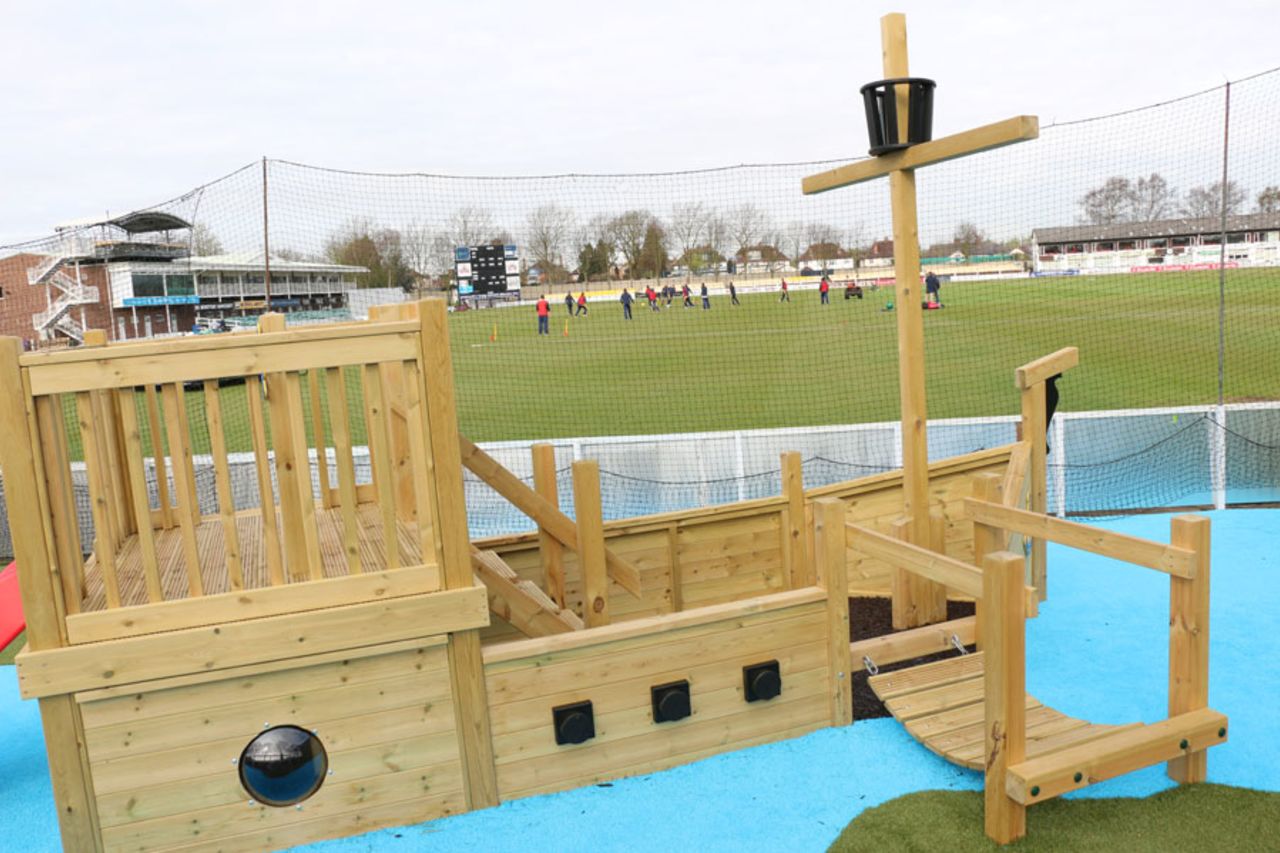 A children's play area erected beside the boundary at Grace Road, April 13, 2015