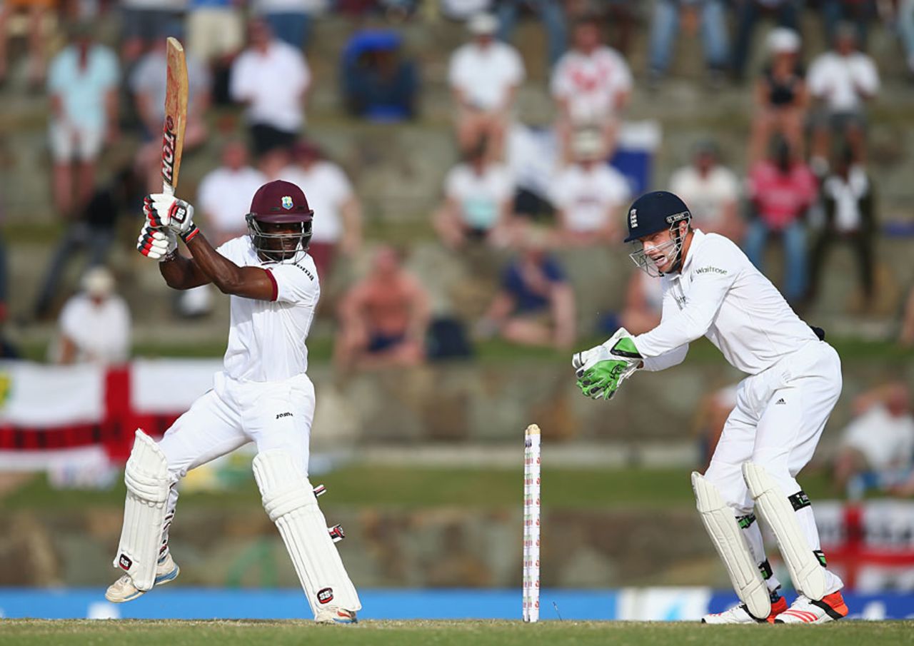 Devon Smith battled impressively during the final session, West Indies v England, 1st Test, North Sound, 4th day, April 16, 2015