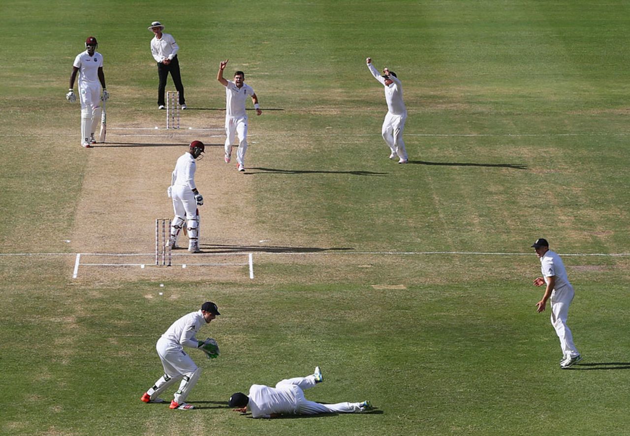 Alastair Cook dives at slip and James Anderson becomes a record holder, West Indies v England, 1st Test, North Sound, 5th day, April 17, 2015