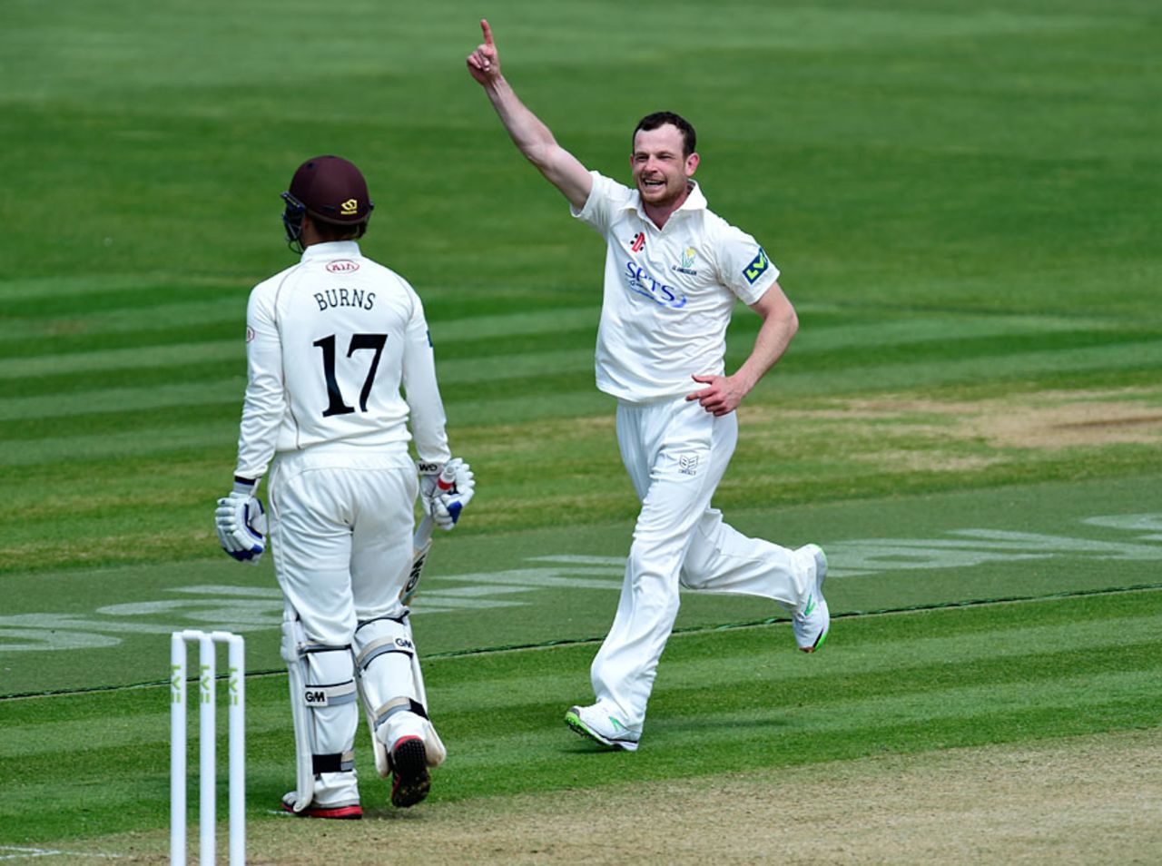 Graham Wagg removed Rory Burns to break 104-run opening stand, Glamorgan v Surrey, County Championship, Division Two, Cardiff, April 19, 2015