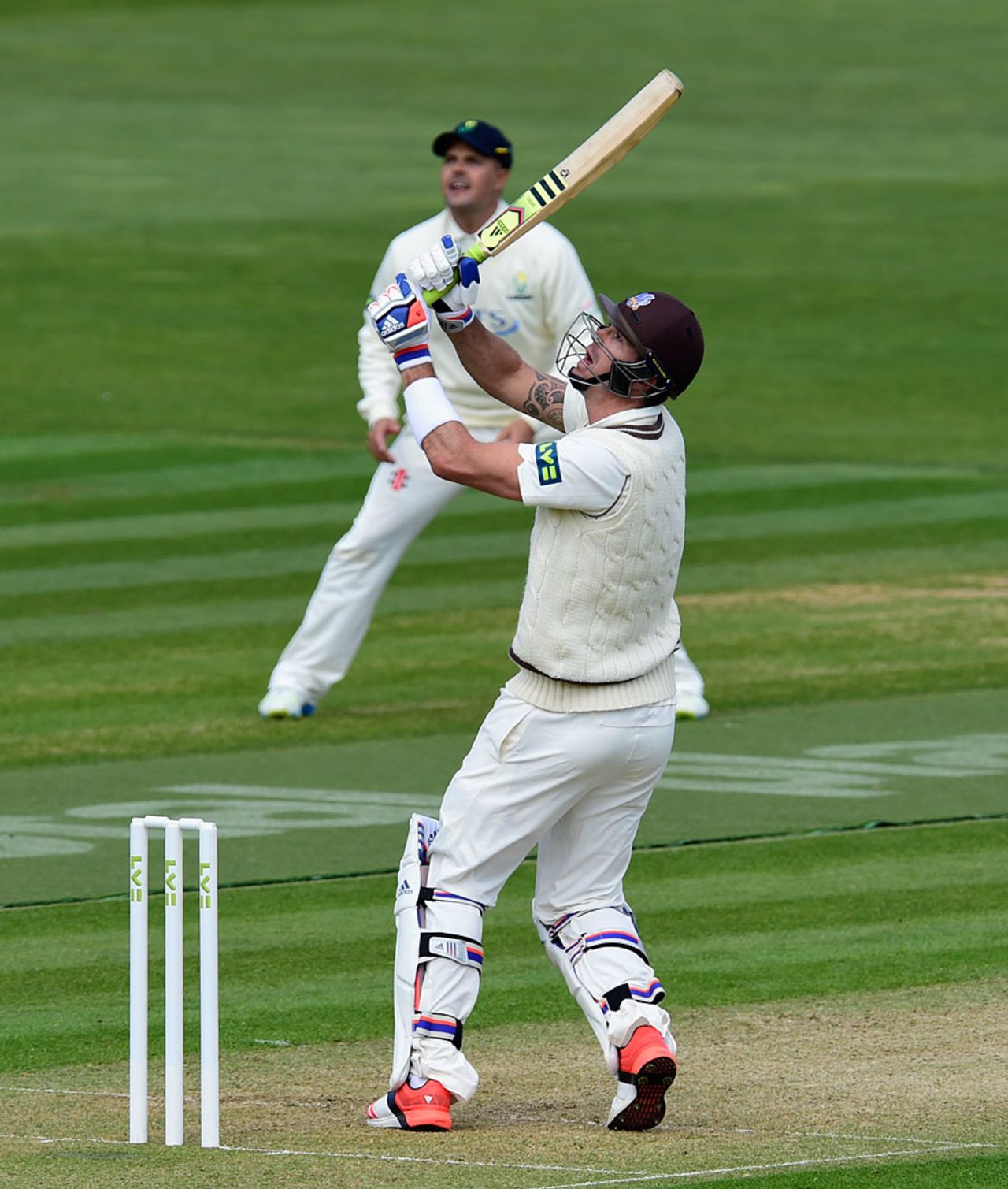 Kevin Pietersen top edges a hook, Glamorgan v Surrey, County Championship, Division Two, Cardiff, April 19, 2015