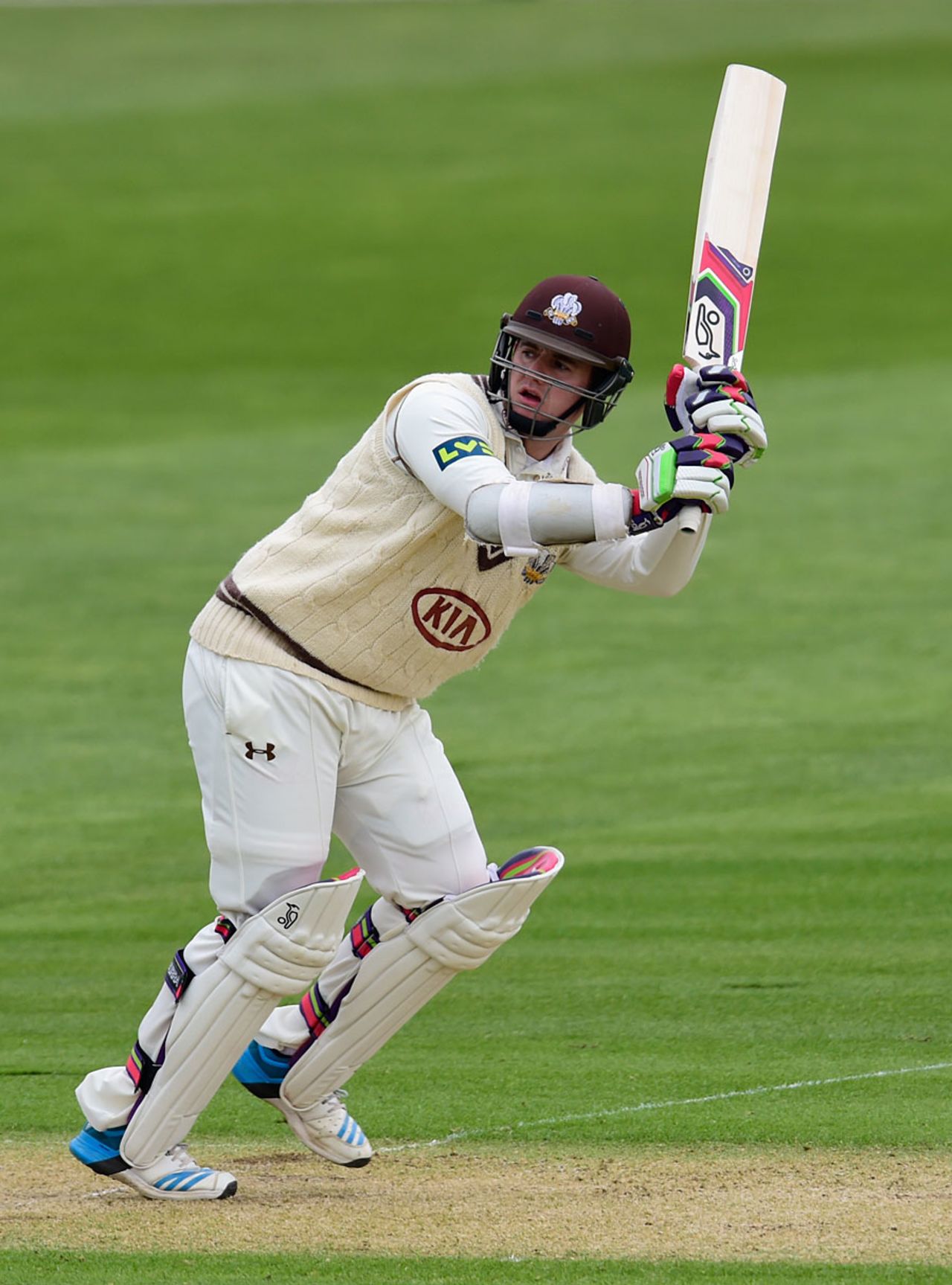 Steven Davies flicks to the leg side during his century, Glamorgan v Surrey, County Championship, Division Two, Cardiff, April 19, 2015