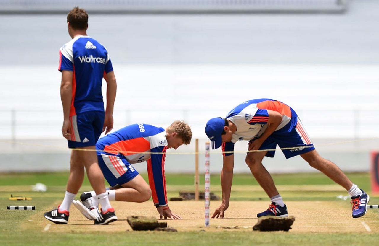 Joe Root and Alastair Cook have a feel of the Test surface, Grenada, April 20, 2015