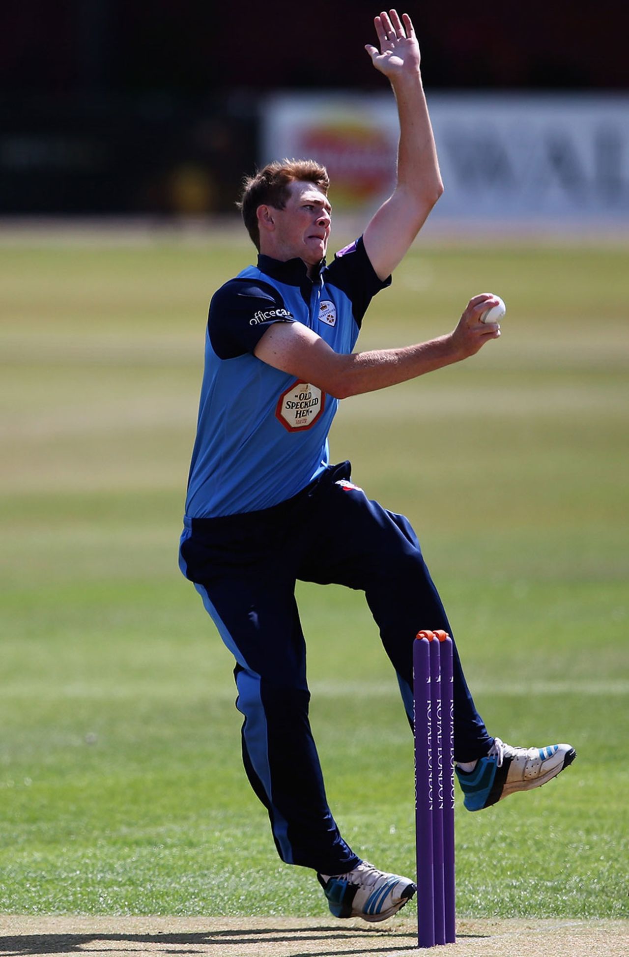 Tom Taylor runs in for Derbyshire, Leicestershire v Derbyshire, Royal London Cup, Grace Road, July 27, 2014