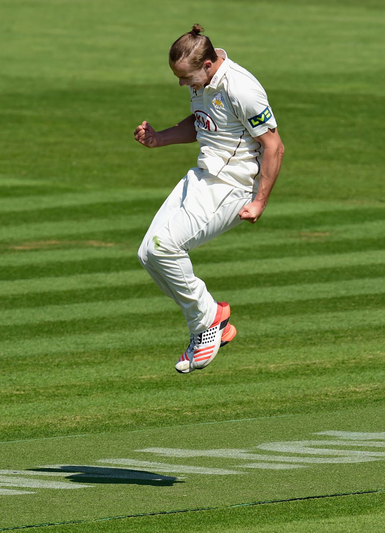Tom Curran enjoyed removed Colin Ingram, Glamorgan v Surrey, County Championship, Division Two, 3rd day, Cardiff, April 21, 2015