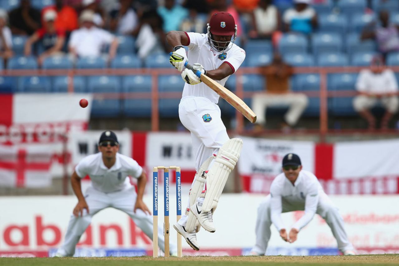 Darren Bravo battled at the crease for 81 deliveries, West Indies v England, 2nd Test, St George's, 1st day, April 21, 2015